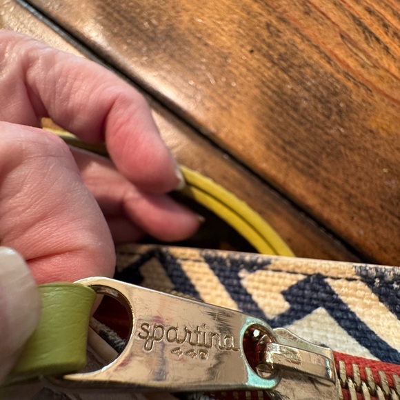 Spartina 449 blue/white lime purse. Crossbody. Linen and genuine leather - Picture 10 of 11